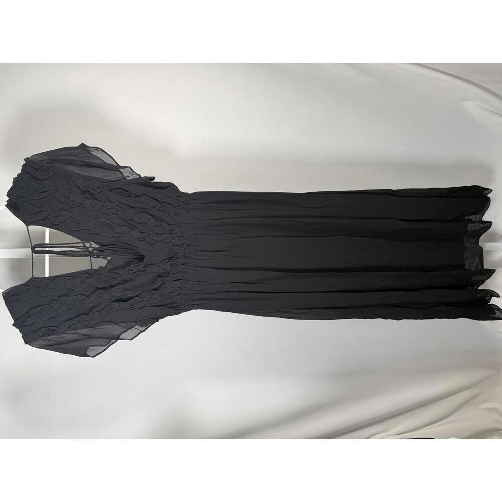 The Kooples Crazy Flounces Black Ruffle Maxi Dress Size 1 (US Small) NWT - Picture 4 of 7